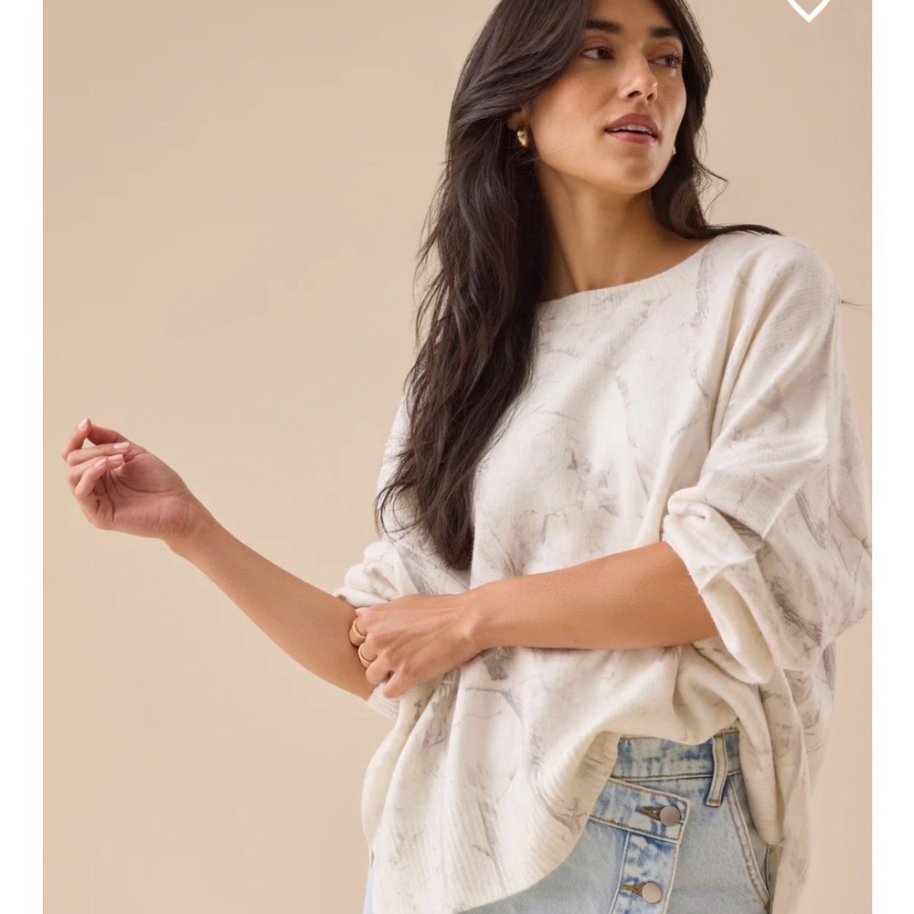 Altar'd State Cream Marble Sweatshirt